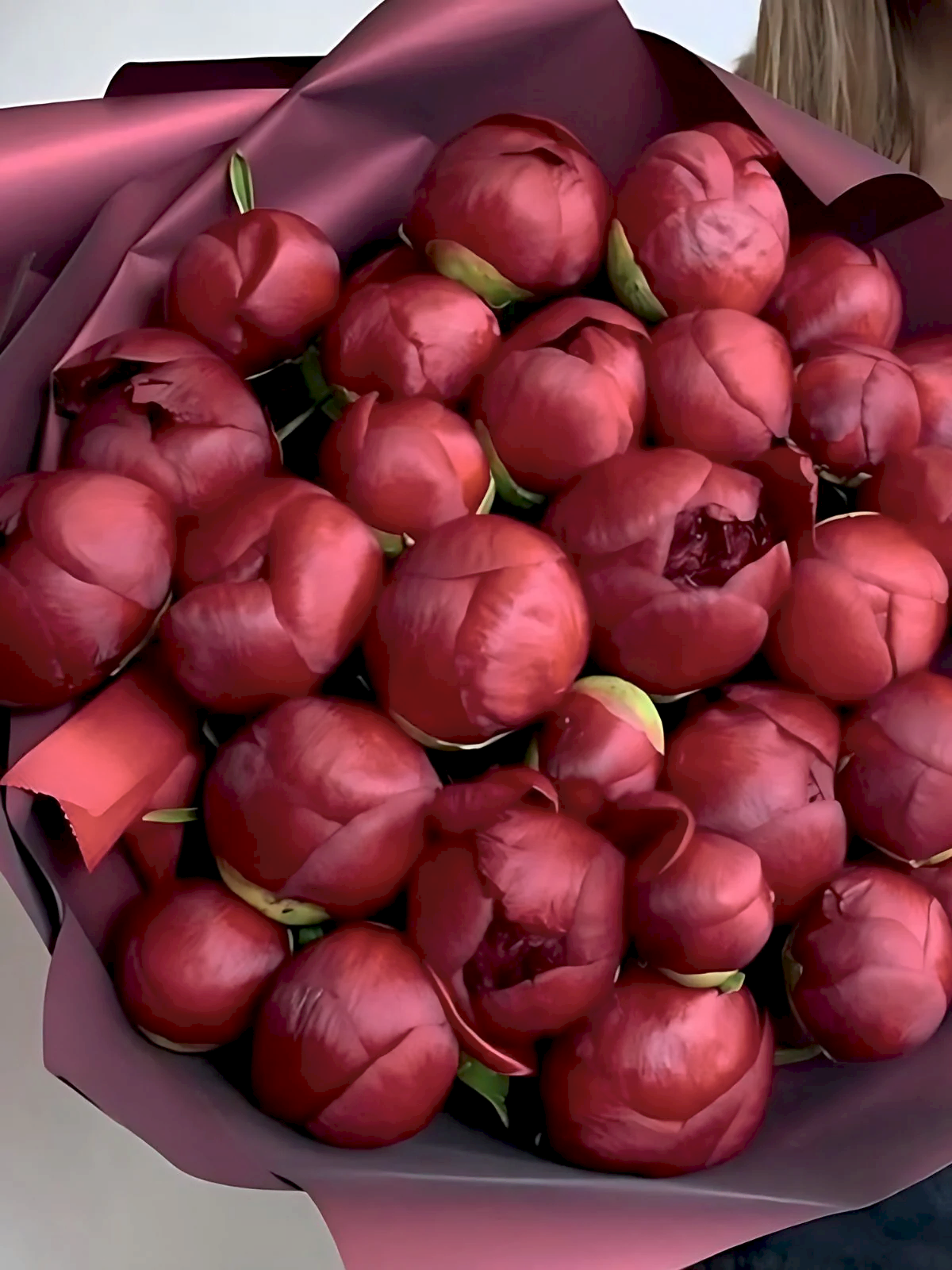 Dark Red Peony Bouquet