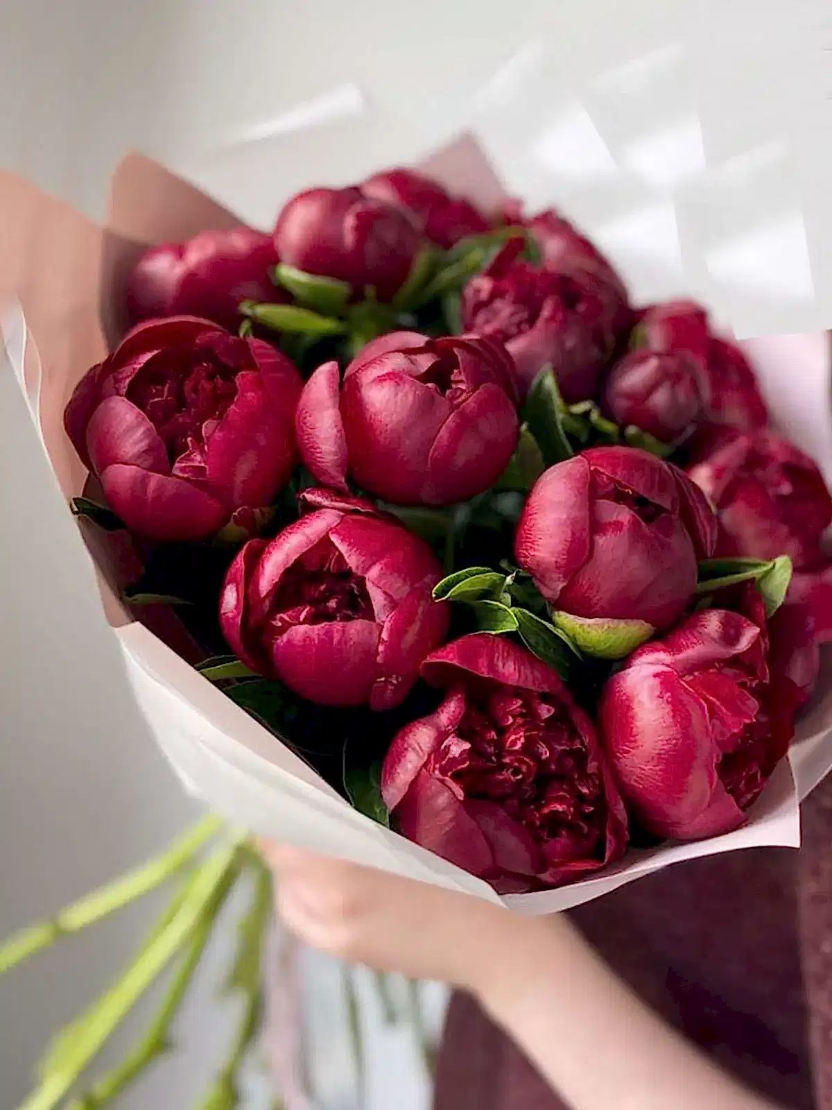Dark Red Peony Bouquet